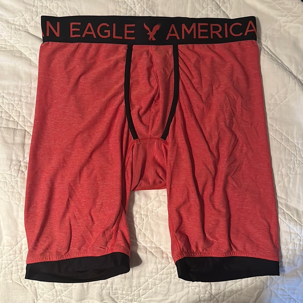 American eagle red orange black flex trunks size small